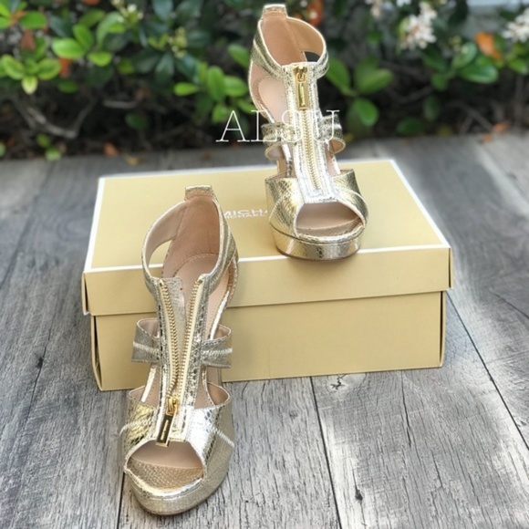 Michael Kors Damite Platform Embossed Pale Gold W - Picture 3 of 8